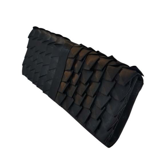 Jessica McClintock Dressy Black Satin Evening Clutch Handbag Excellent Condition - Picture 2 of 6